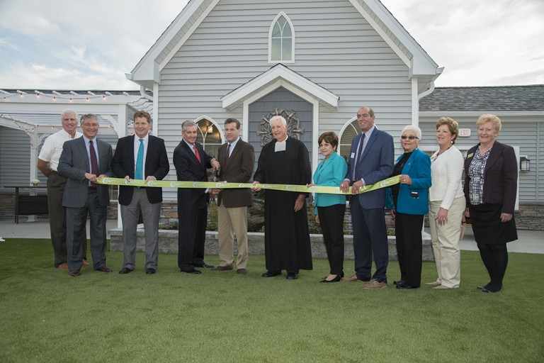 Peregrine Senior Living at Colonie Ribbon Cutting in Courtyard