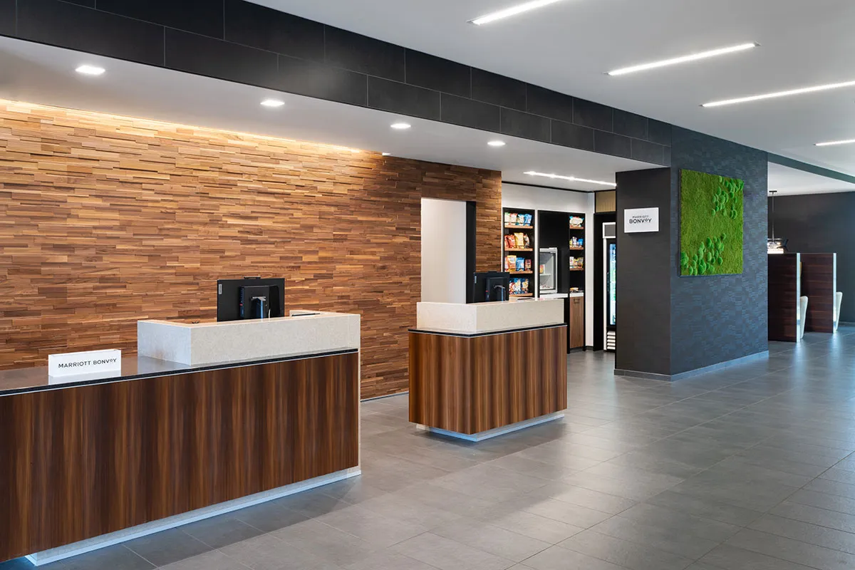 lobby area with receptionist desks