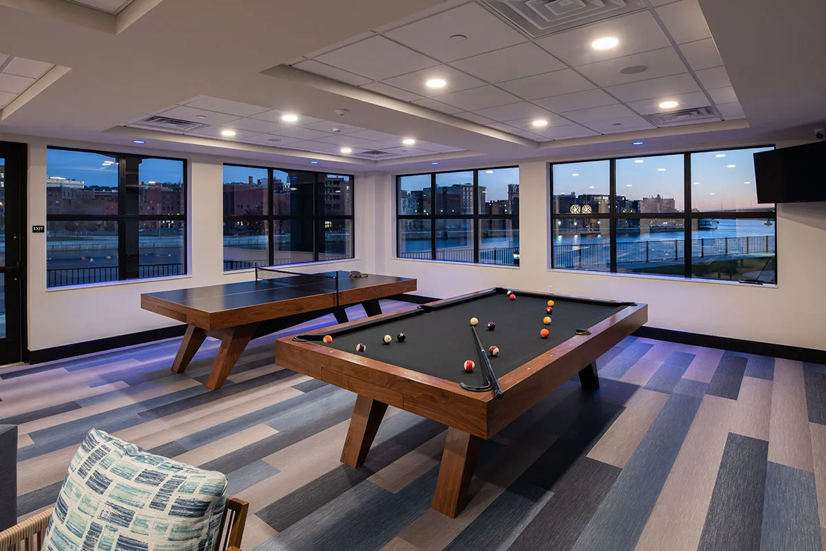 recreation room with ping pong table and pool table