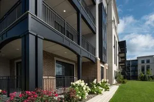 outside patios and balconies of apartments