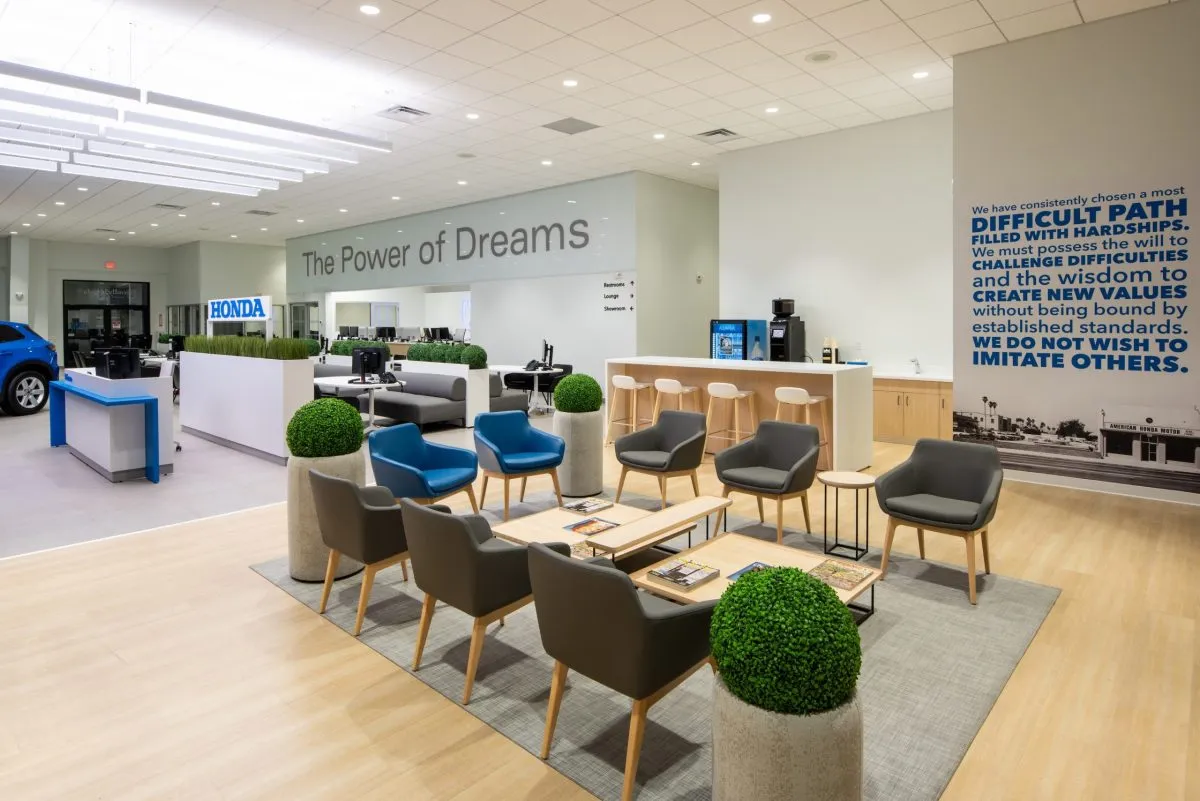Friendly Honda waiting area seating