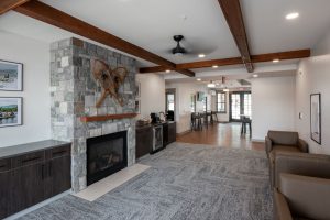 Pharaoh Mountain Lodge fireplace and common area